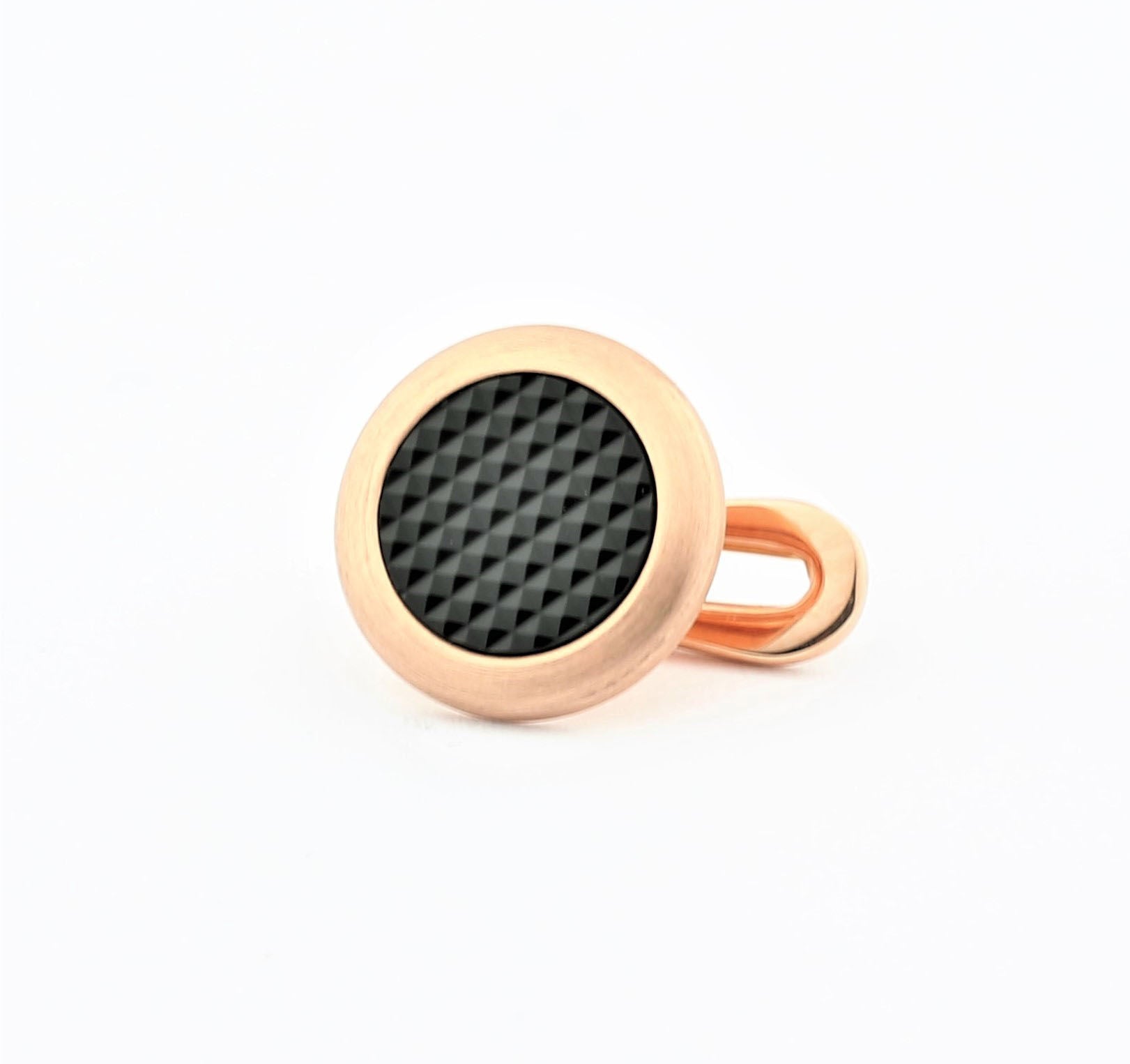 onyx pixel studs in 18k rose gold