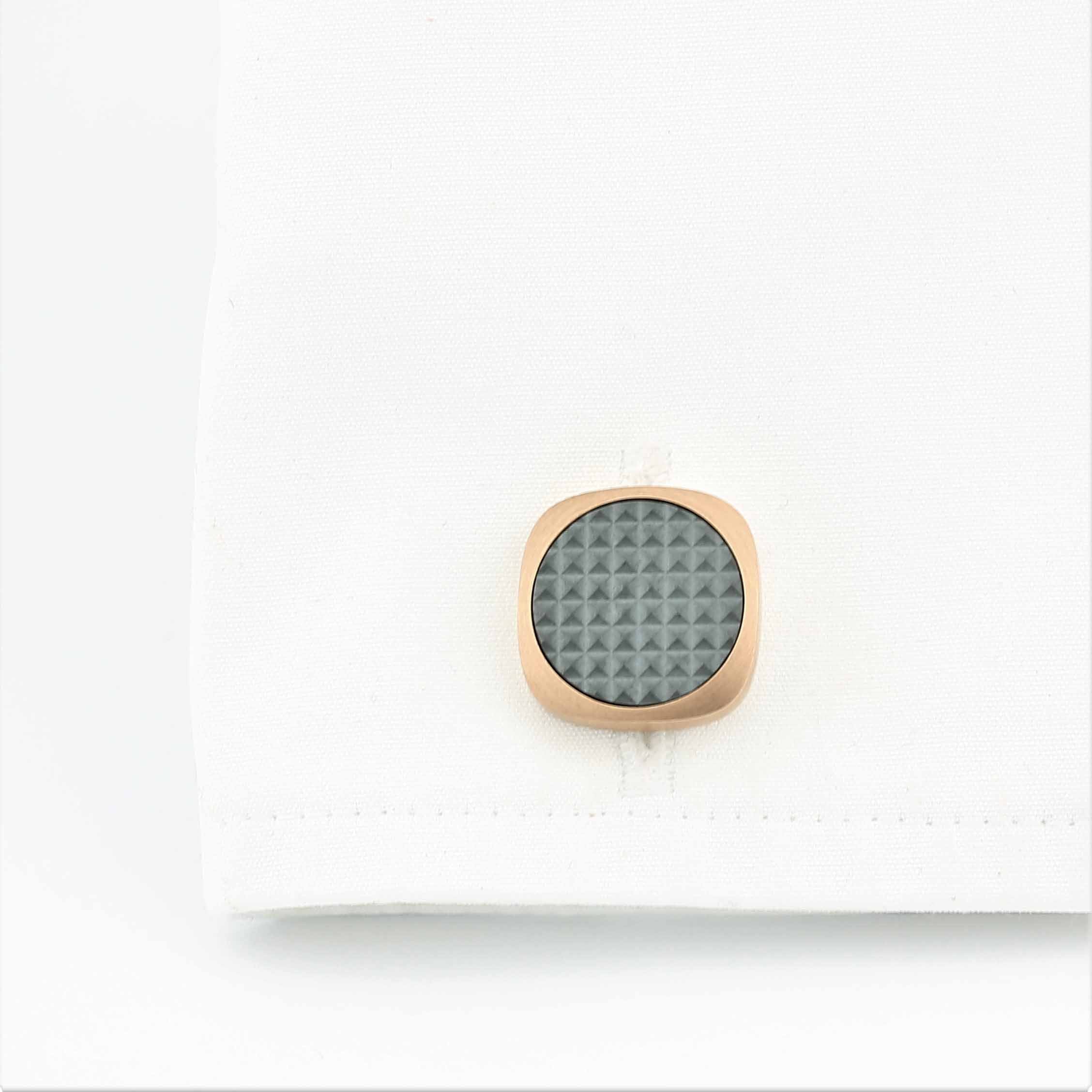 HAEMATITE PIXEL 18ct ROSE GOLD CUFFLINKS - cuff