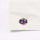 Ivy cufflinks in blue enamel and silver gilt - in a cuff